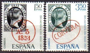 ESPAÑA 1969 1922/3 Sellos Nuevos Dia Mundial del Sello Yv1573/4 Completa Madrid y Corvera (Santander) Espana Spain Espagne Spagna Spanje Spanien 